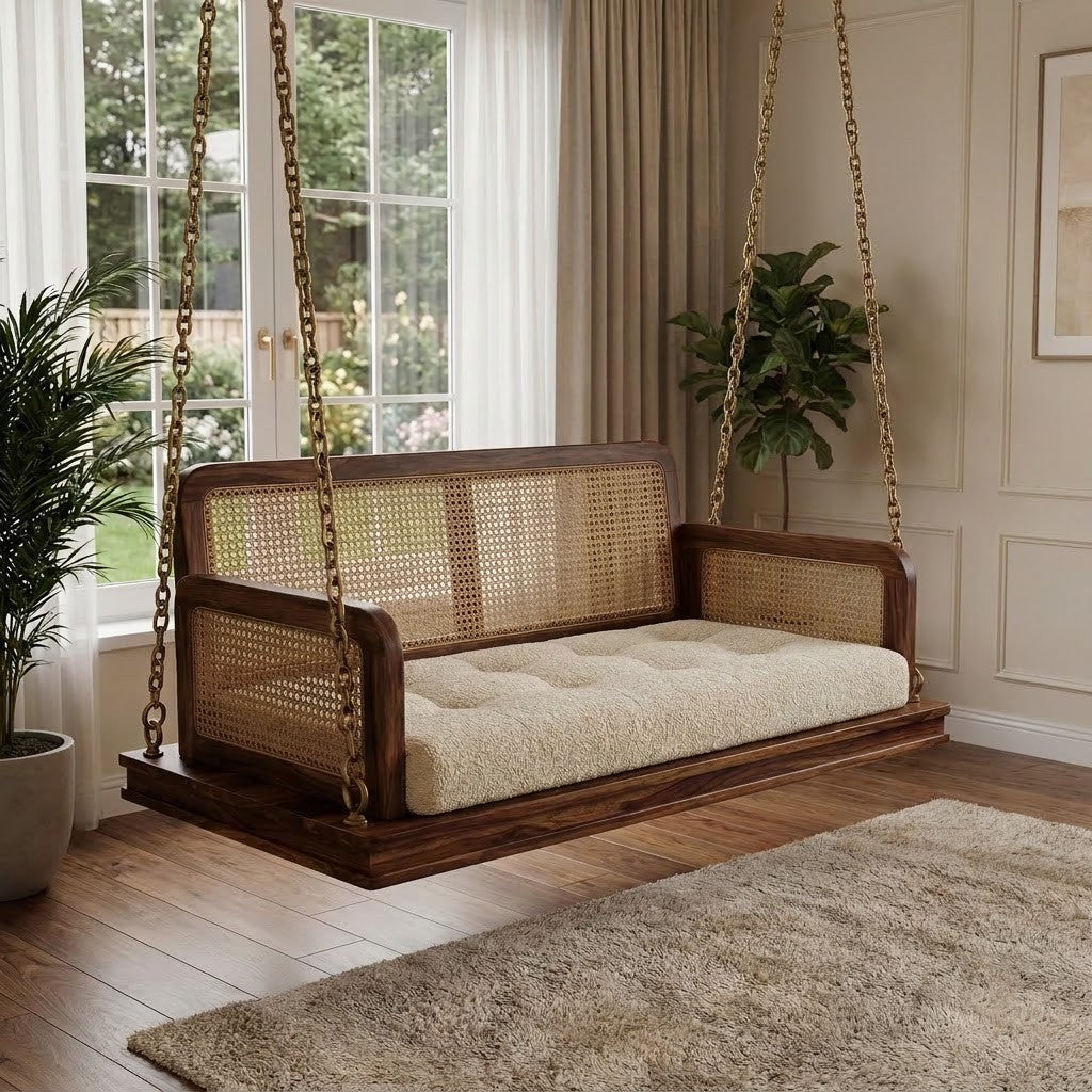 PRITI Premium 2 Seater Hanging Swing for Home with Sheesham Wood Frame