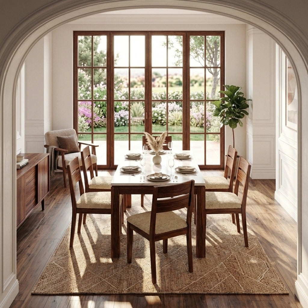 PRITI Premium 6 Chair Sheesham Wood Dining Table Set