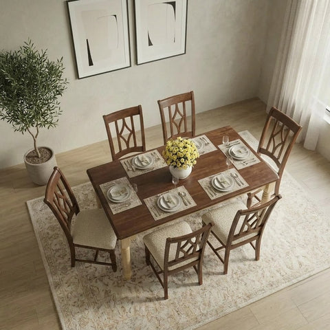 PRITI Premium 6 Seater Dining Table & Chair Set – Sheesham and Mango Wood