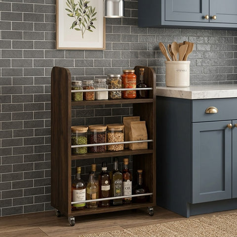PRITI Premium Kitchen Trolley with 3 Storage Tiers & Wheels