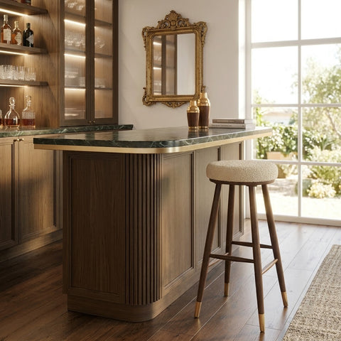 PRITI Premium Mango Wood Bar Stool – Modern Counter Seating