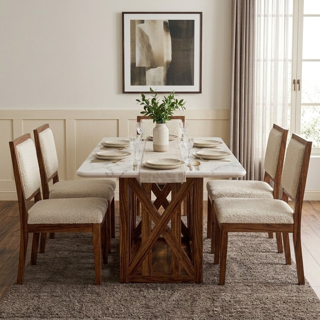 PRITI Premium Sheesham Dining Table with 6 Chairs