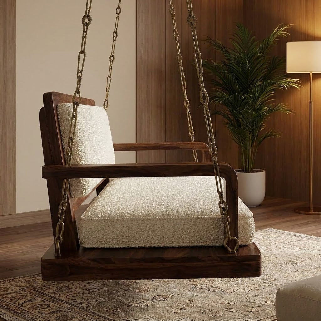 PRITI Premium Sheesham Wood Hanging Swing for Home