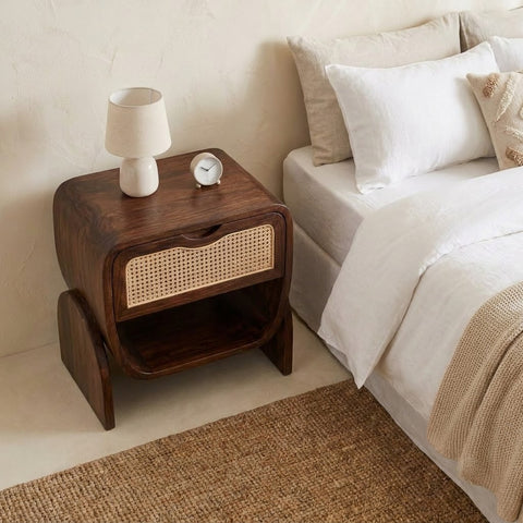PRITI Premium Sheesham Wood Nightstand with Bedroom Storage