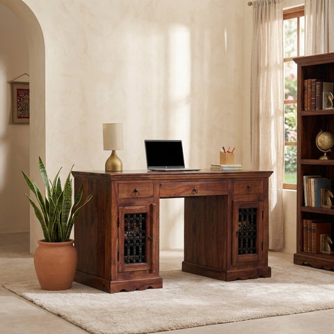 PRITI Premium Sheesham Wood Writing Desk – Brown