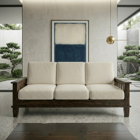 PRITI Premium Solid Sheesham Wood 3 Seater Sofa