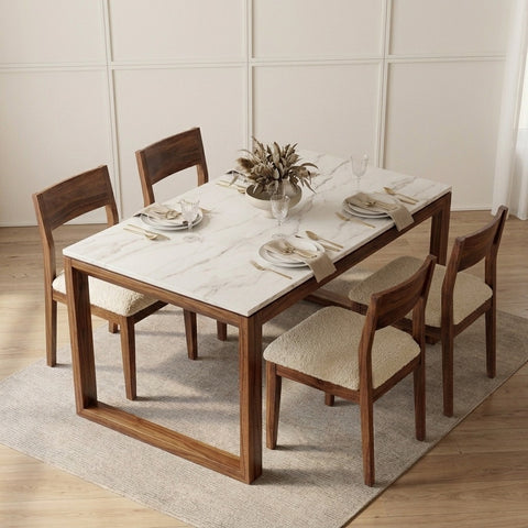 PRITI Premium Solid Sheesham Wood Dining Table Set with 6 Chairs