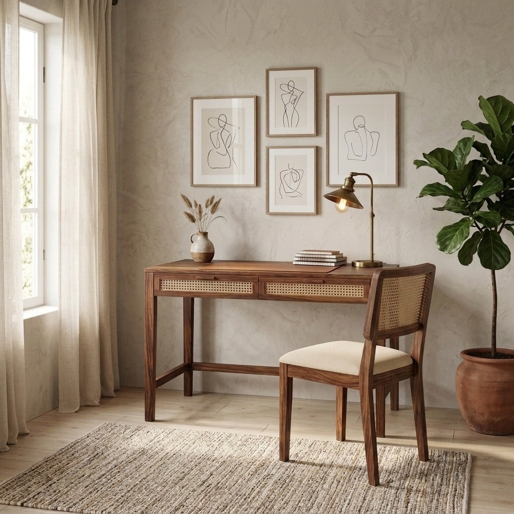 PRITI Premium Study Table Chair Set in Solid Sheesham Wood