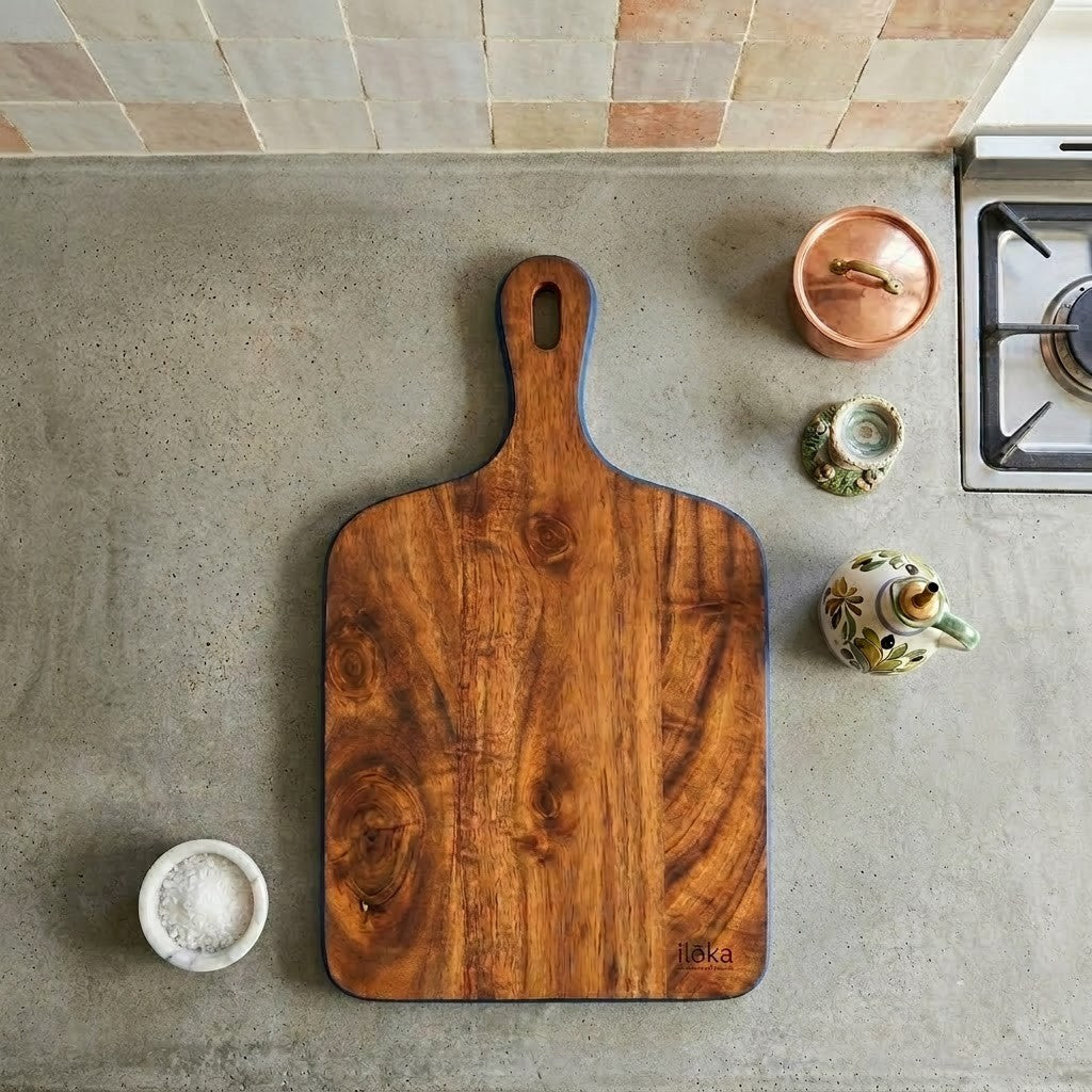 PRITI Premium Wooden Chopping Board with Enamel Border