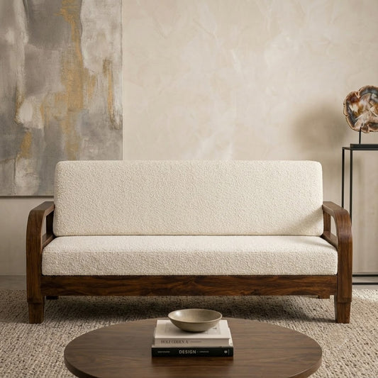 PRITI Rattan Cane Solid Sheesham Wood 3 Seater Sofa