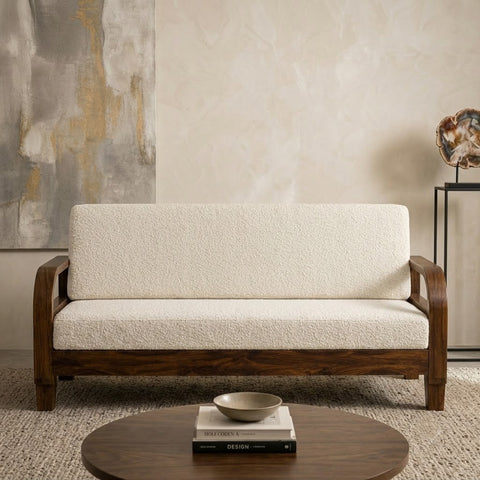 PRITI Rattan Cane Solid Sheesham Wood 3 Seater Sofa