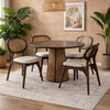 PRITI Round Dining Table with 4 Chairs | Dark Walnut Wood & Boucle Seats