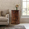 PRITI Round Sheesham Wood Side Table with 4 Drawers | Bedside & Sofa End Table