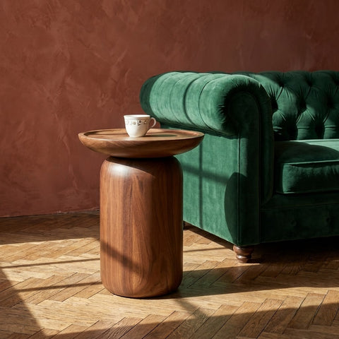 PRITI Round Table | Handcrafted Acacia Wood Base