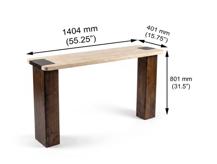 PRITI Rustic Solid Wood Console Table