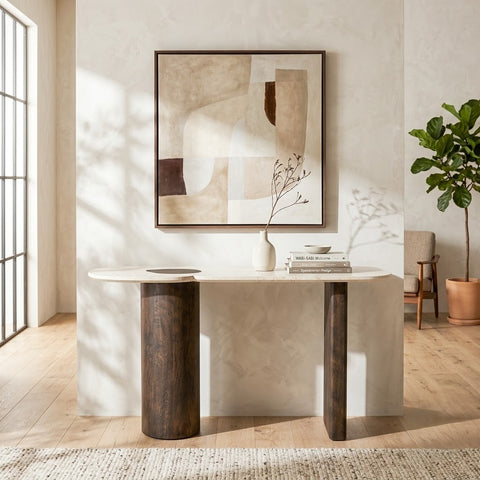 PRITI Rustic Solid Wood Console Table