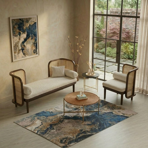 PRITI Sheesham Wood 3+1 Sofa Set for Living Room with Comfortable Cushions