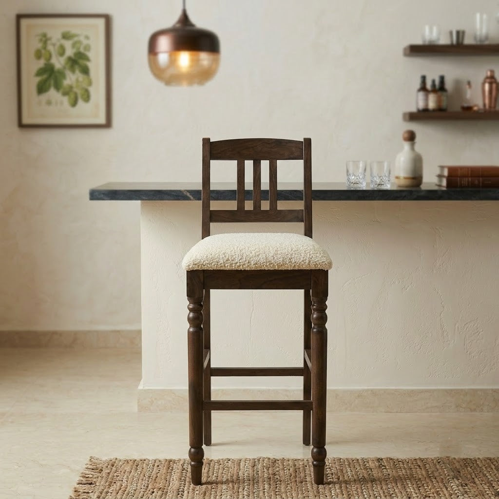 PRITI Sheesham Wood Bar Chair for Kitchen Counter & Home Bar