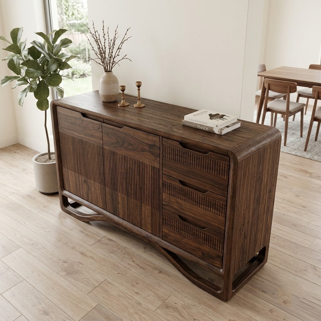 PRITI Sheesham Wood Cabinet with Shelves & Drawers