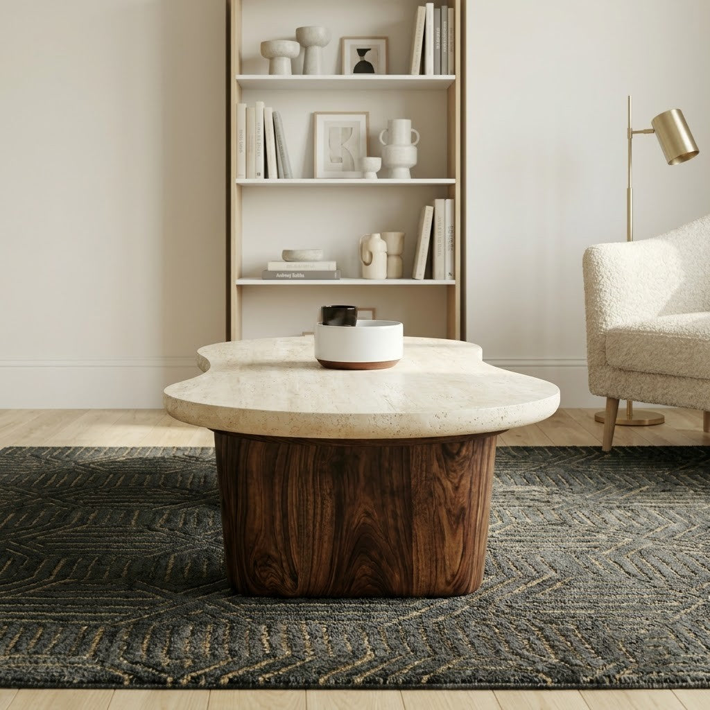 PRITI Sheesham Wood Coffee Table – Modern Dark Walnut Center Table