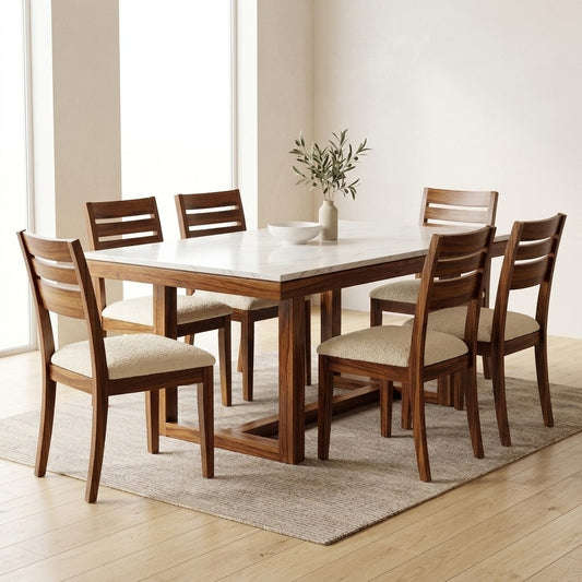 PRITI Sheesham Wood Dining Furniture Set for 6 Seater