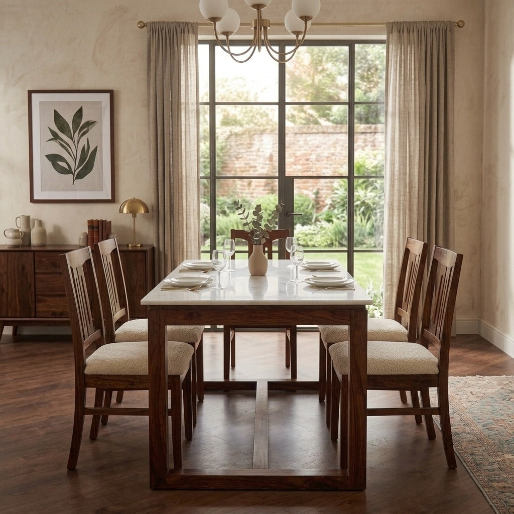 PRITI Sheesham Wood Dining Set with Comfortable Chairs