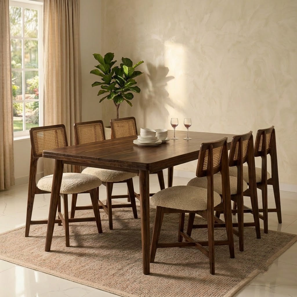 PRITI Dark Walnut Sheesham Wood Dining Table Set 