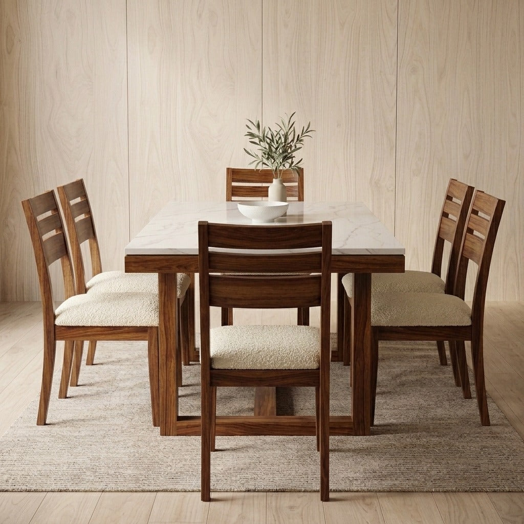 PRITI Sheesham Wood Dining Table Set with 6 Dining Chairs