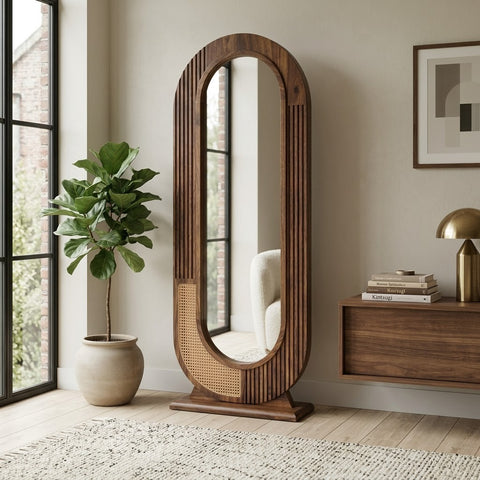 PRITI Sheesham Wood Full Body Mirror with Dark Finish