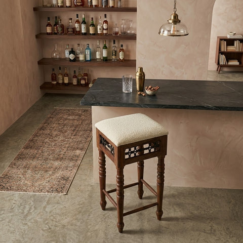 PRITI Sheesham Wood Kitchen Bar Stool | Stylish Cushioned Seating