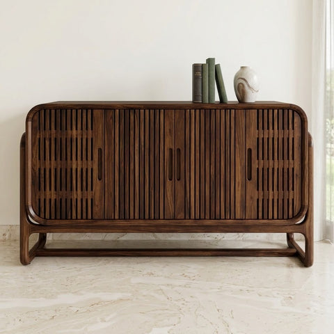 PRITI Sheesham Wood Sideboard Cabinet in Walnut Finish
