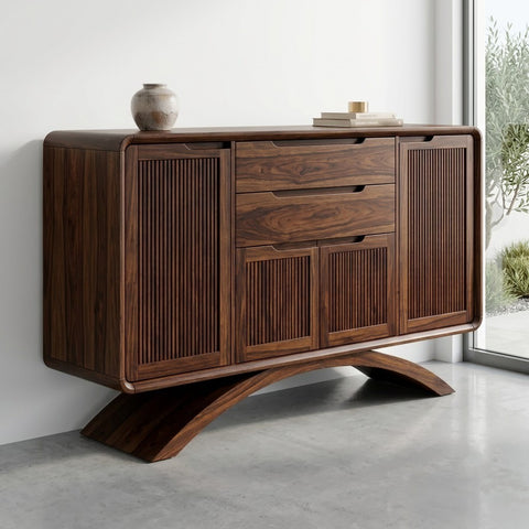 PRITI Sheesham Wood Sideboard with Arched Base – Walnut