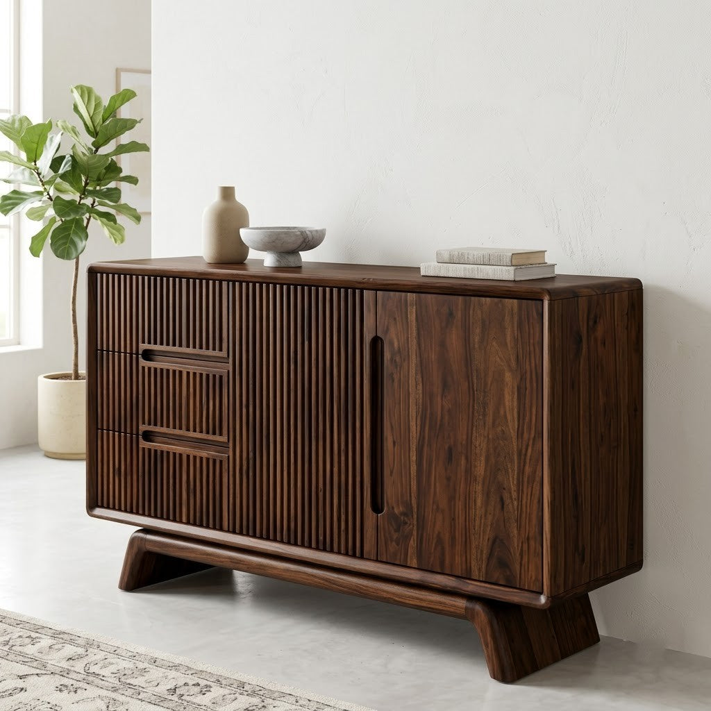PRITI Sheesham Wood Storage Sideboard | Walnut Finish