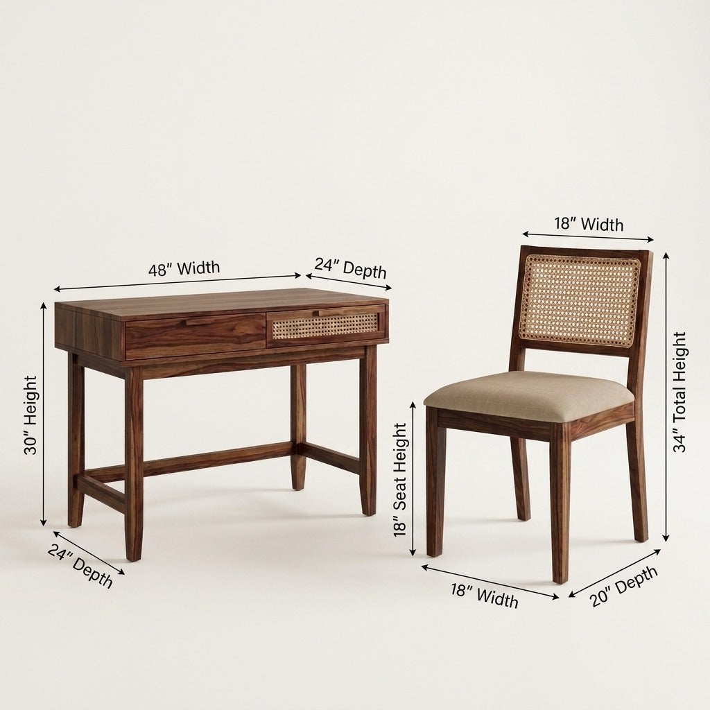 PRITI Sheesham Wood Study Desk & Chair Set for Students and Adults
