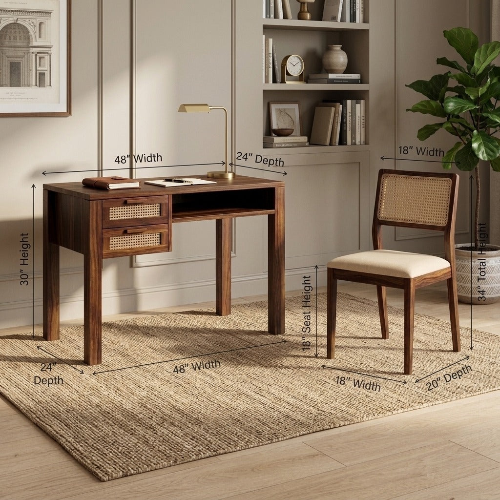 PRITI Sheesham Wood Study Table and Chair Set for Students | Kids | Adults