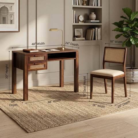 PRITI Sheesham Wood Study Table and Chair Set for Students | Kids | Adults