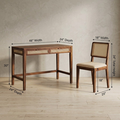 PRITI Sheesham Wood Writing Table with Wooden Chair