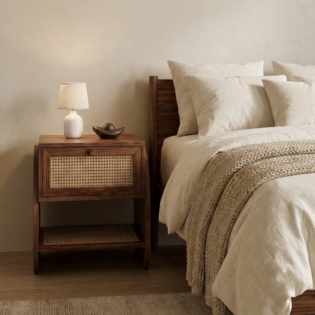 PRITI Sheesham wood bedside cabinet for modern bedroom