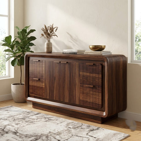 PRITI Sheesham wood sideboard cabinet with walnut finish
