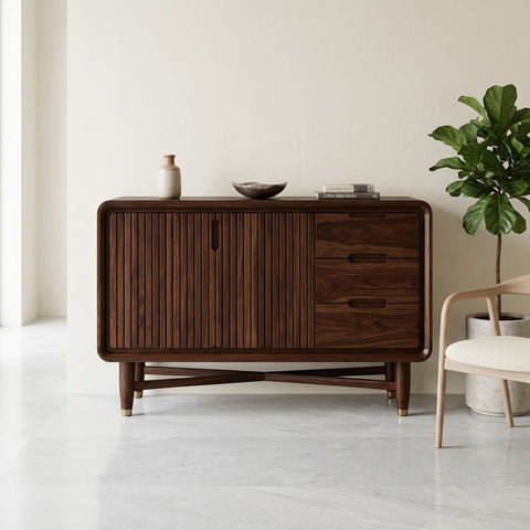 PRITI Sheesham wood sideboard with Walnut finish for living room