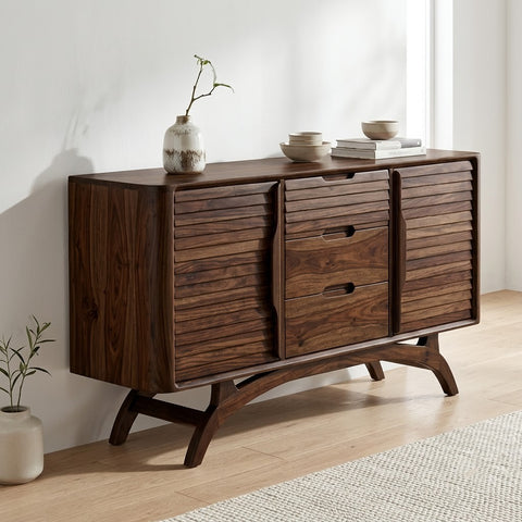 PRITI Sideboard with Sculpted Splayed Legs | Dark Walnut Finish
