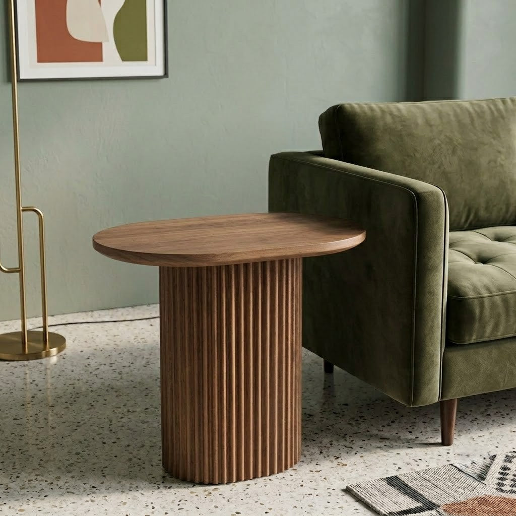 PRITI Solid Mango Wood Accent Side Table for Modern Living Room