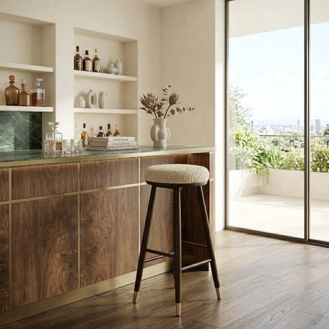 PRITI Solid Mango Wood Bar Stool with Cushioned Seat