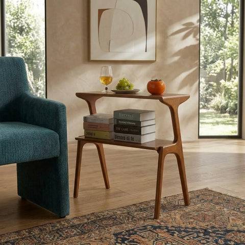PRITI Solid Mango Wood End Table | Premium Wooden Side Table for Living Room