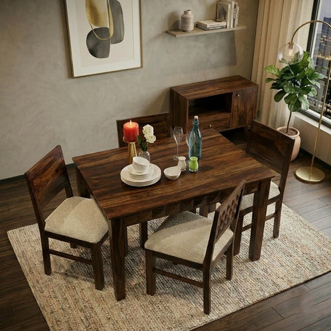 PRITI Solid Sheesham Wood 4 Seater Dining Set