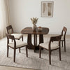 PRITI Solid Sheesham Wood 4 Seater Dining Table Set with 4 Clarke Chairs in Dark Walnut Finish & Cream Boucle Fabric