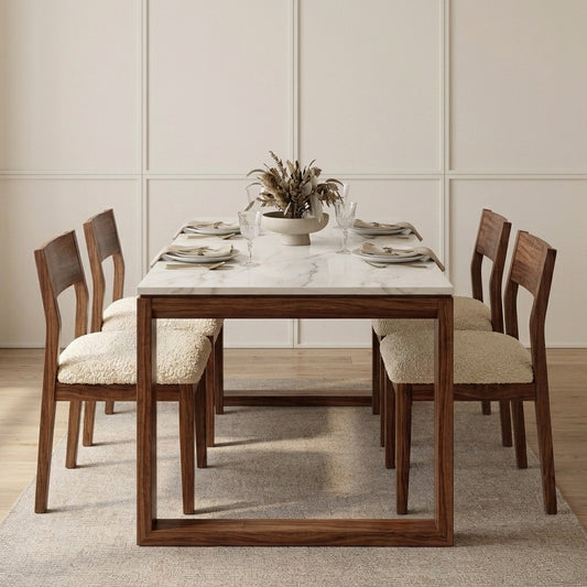 PRITI Solid Sheesham Wood 6 Seater Dining Table Set for Home