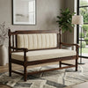 PRITI Solid Sheesham Wood Bench with Crème Bouclé Fabric and Dark Walnut Finish