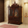 PRITI Solid Sheesham Wood Home Temple in Dark Walnut Finish