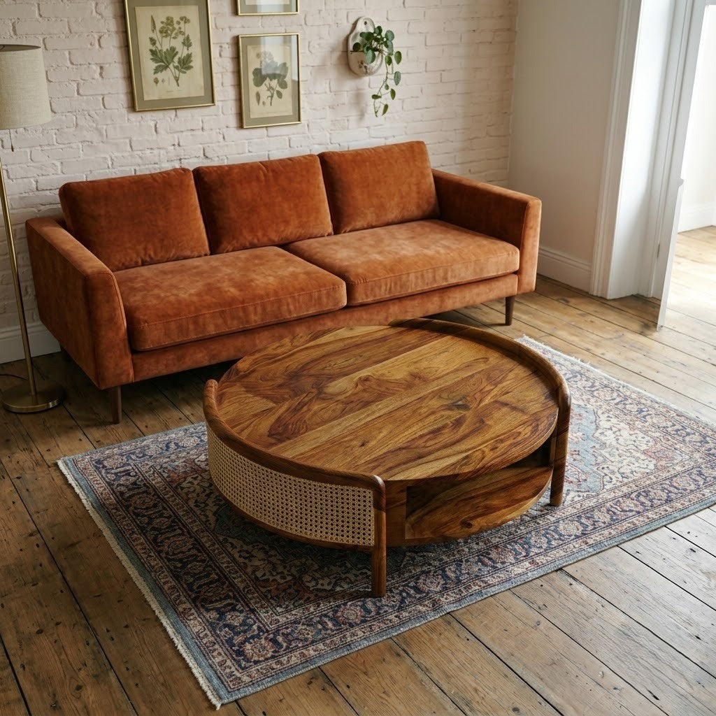 PRITI Solid Sheesham Wood Round Center Table for Living Room